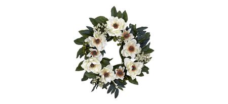 22in. Magnolia Wreath in White by Bellanest