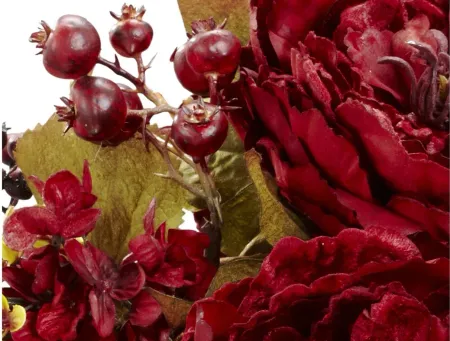 Peony & Hydrangea Silk Flower Arrangement in Red by Bellanest