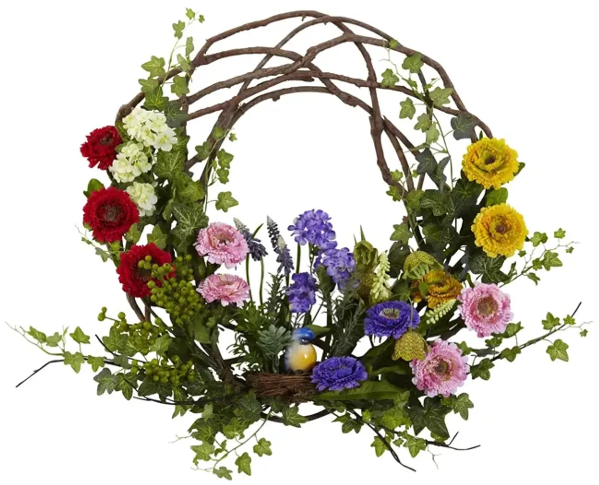 22in. Spring Floral Wreath