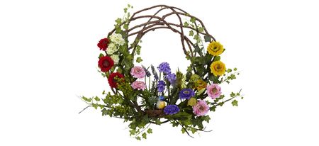 22in. Spring Floral Wreath in Assorted by Bellanest