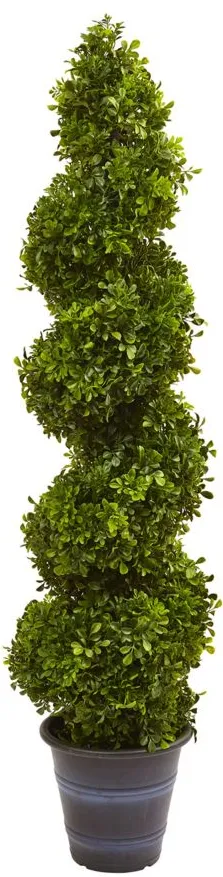 Boxwood Spiral Topiary with Planter (Indoor/Outdoor) in Green by Bellanest