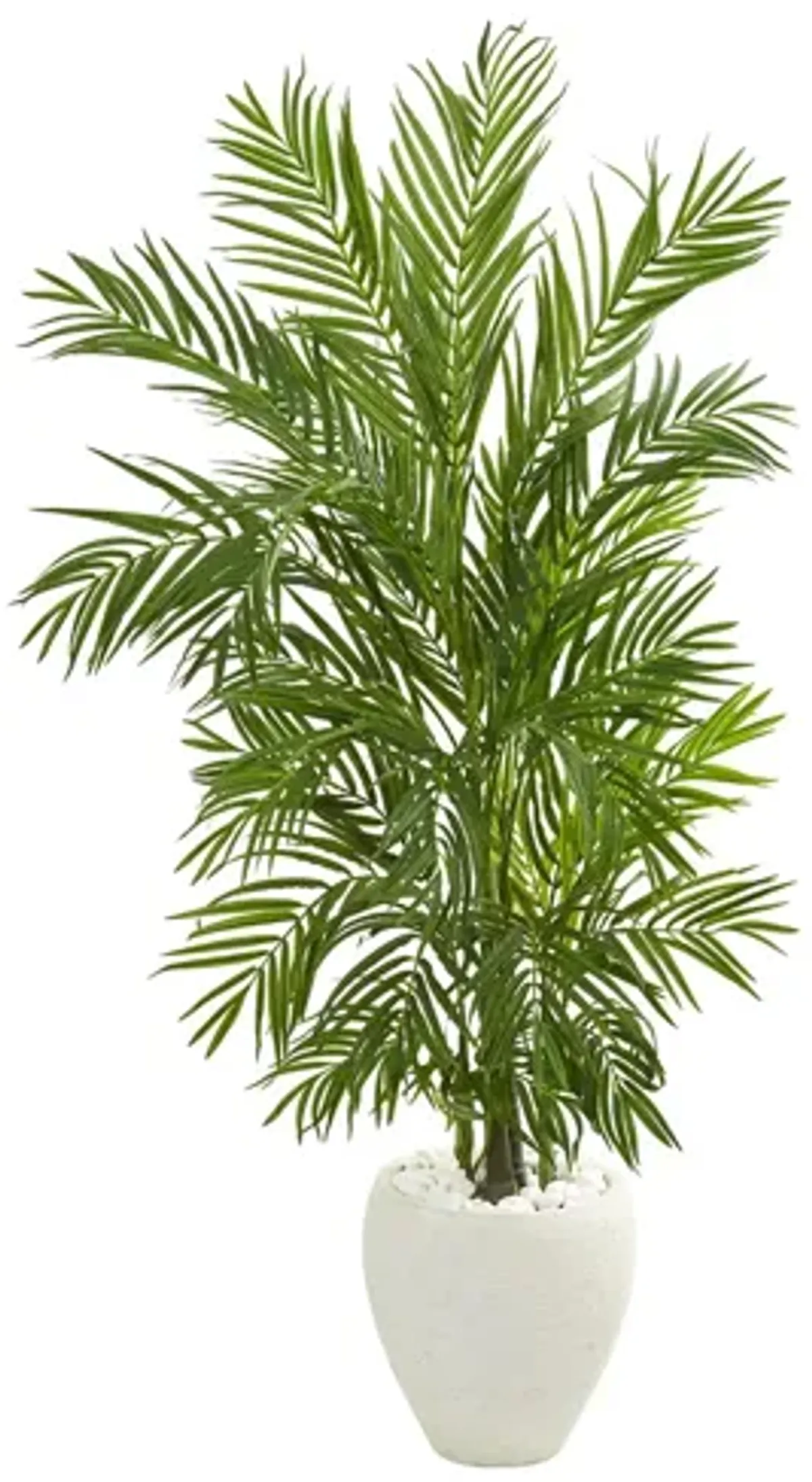 5ft. Areca Palm Artificial Tree in White Planter in Green by Bellanest