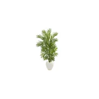 5ft. Areca Palm Artificial Tree in White Planter in Green by Bellanest