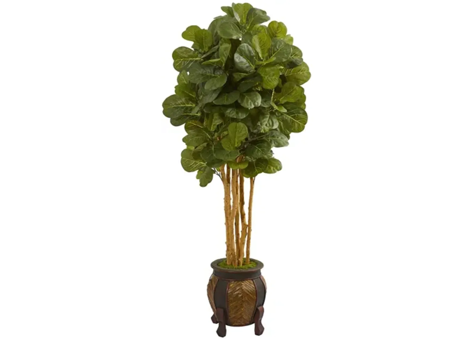 5.5ft. Fiddle Leaf Artificial Tree in Planter in Green by Bellanest