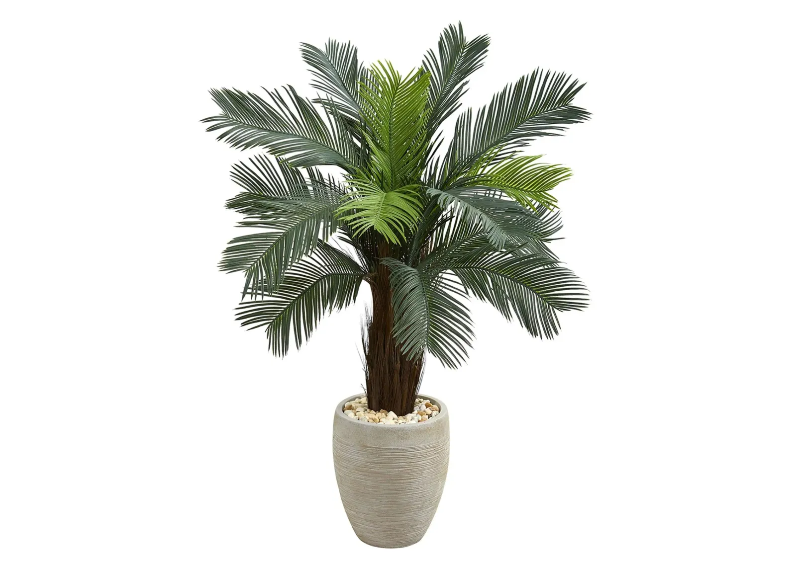 4.5ft. Cycas Artificial Tree in Oval Planter UV Resistant (Indoor/Outdoor) in Green by Bellanest