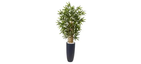 4ft. Bamboo Artificial Tree in Gray Cylinder Planter in Green by Bellanest