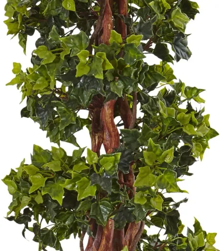 4ft. English Ivy Topiary Artificial Tree in White Planter (Indoor/Outdoor) in Green by Bellanest
