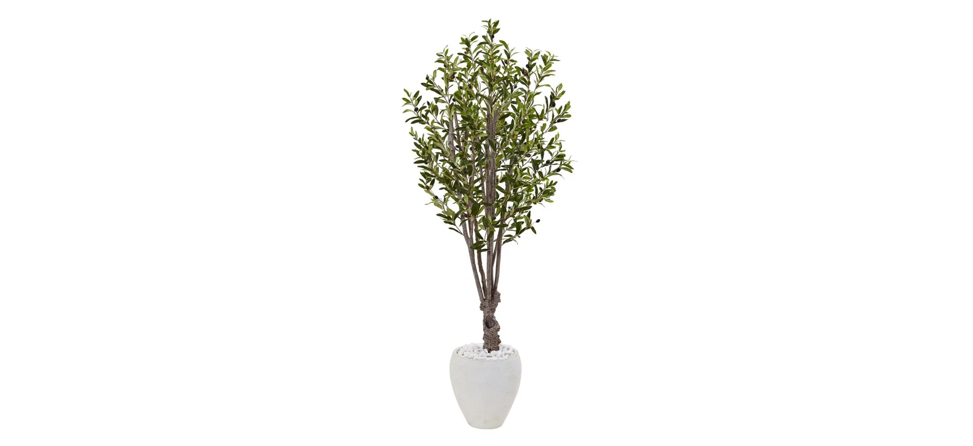 5ft. Olive Artificial Tree in White Oval Planter in Green by Bellanest