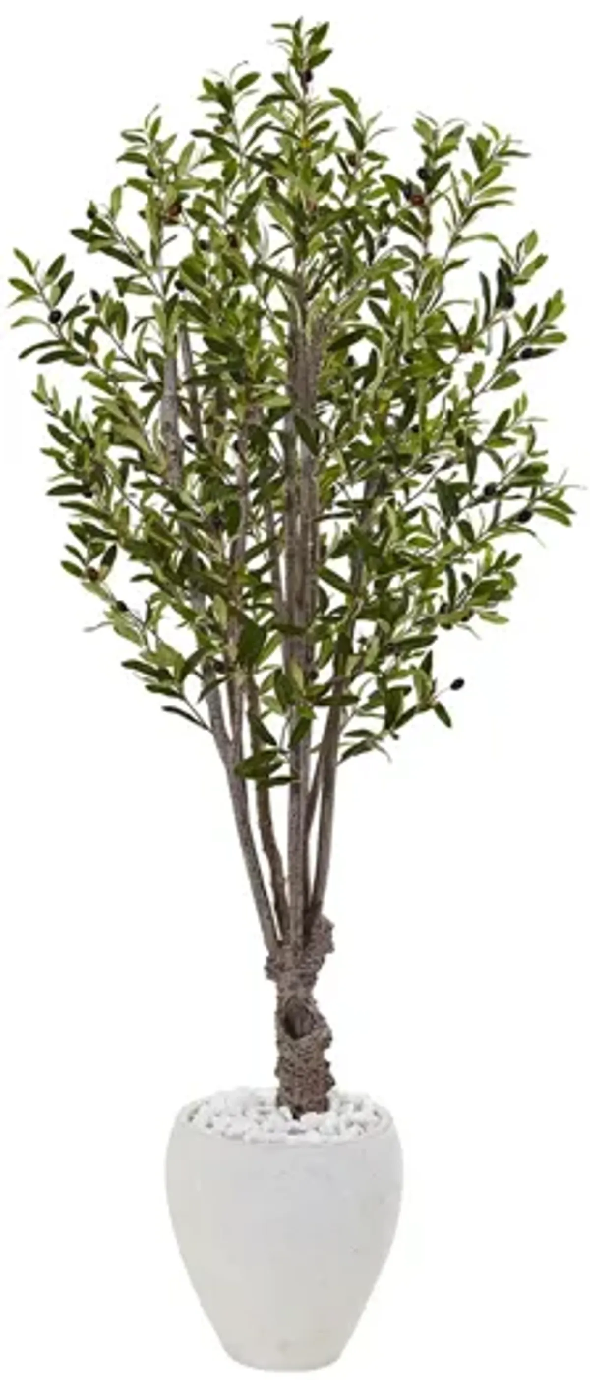 5ft. Olive Artificial Tree in White Oval Planter