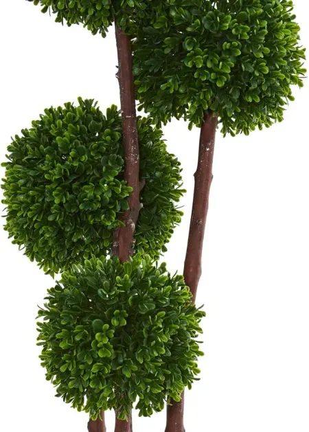 4ft. Boxwood Topiary Artificial Tree in Planter UV Resistant (Indoor/Outdoor) in Green by Bellanest