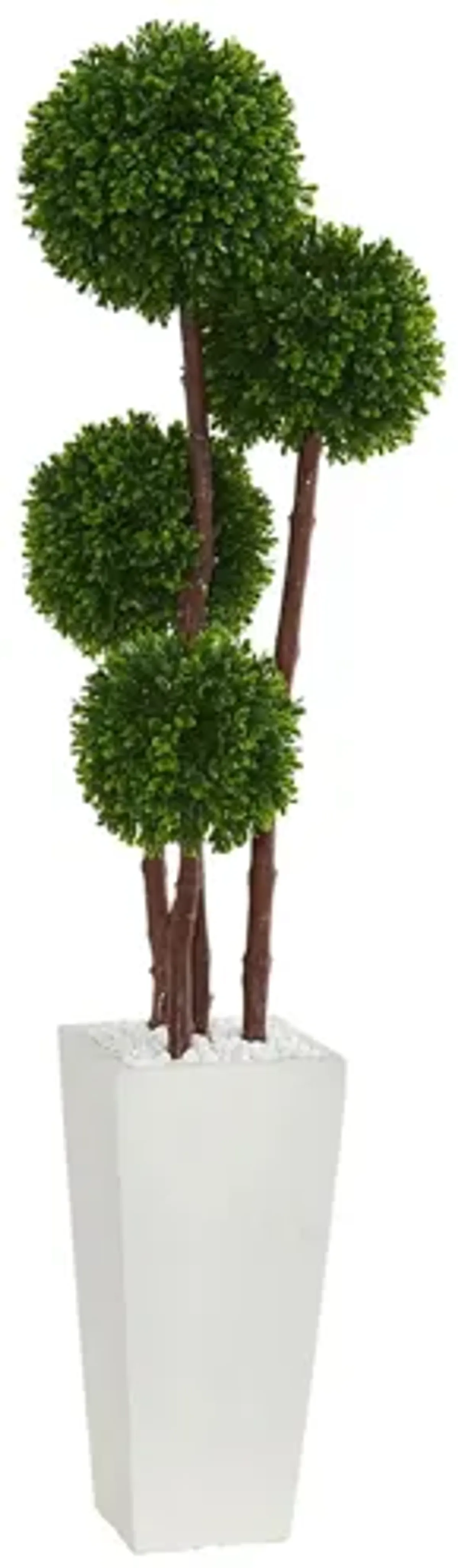 4ft. Boxwood Topiary Artificial Tree in Planter UV Resistant (Indoor/Outdoor) in Green by Bellanest