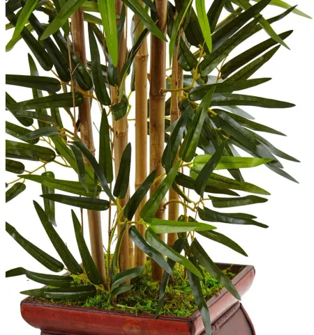 3.5ft. Bamboo Artificial Tree in Wooden Decorative Planter in Green by Bellanest