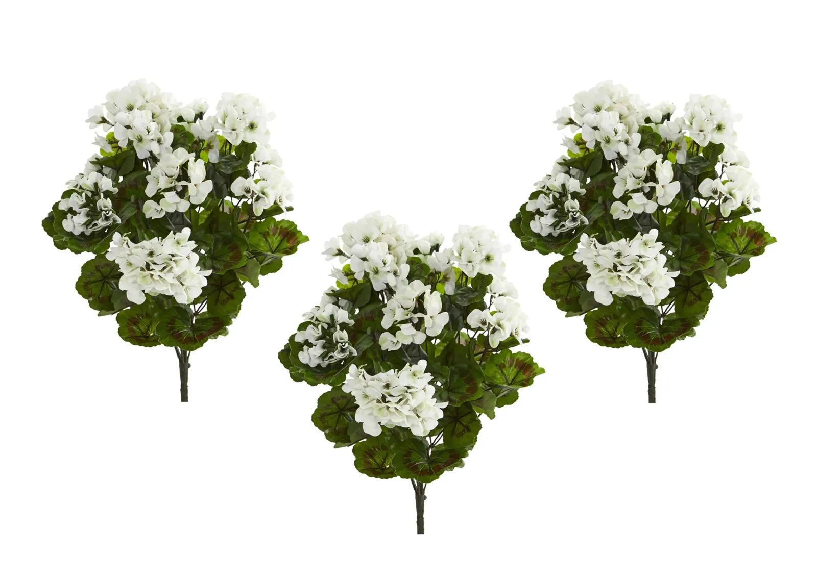 Geranium Artificial Bush (Set of 3) (Indoor/Outdoor) in White by Bellanest