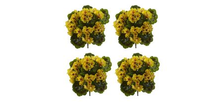 Geranium Artificial Bush (Set of 4) (Indoor/Outdoor) in Yellow by Bellanest