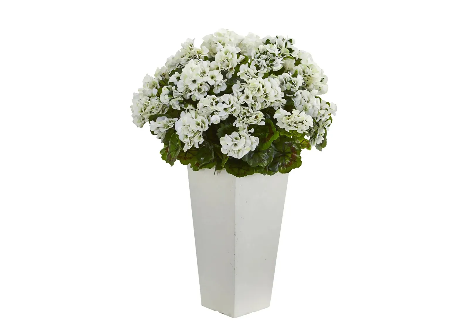 27in. Geranium Artificial Plant in White Planter (Indoor/Outdoor) in White by Bellanest