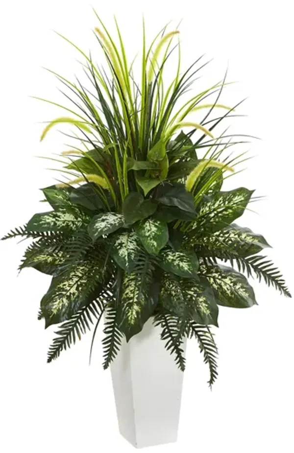Mixed River Fern and Dogtail Artificial Plant in Planter