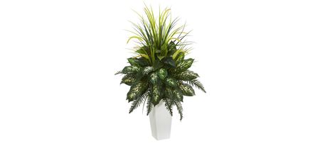 Mixed River Fern and Dogtail Artificial Plant in Planter in Green by Bellanest