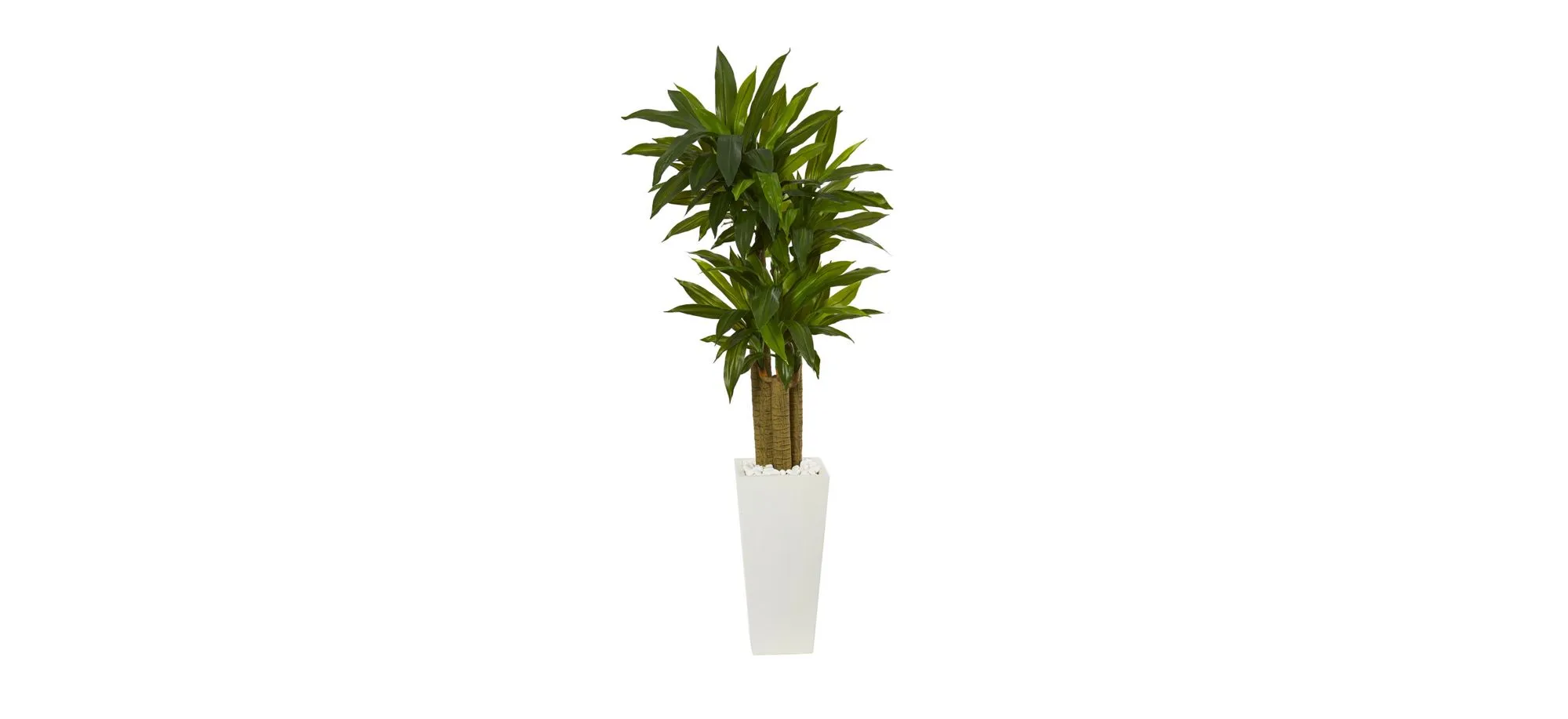 5ft. Cornstalk Dracaena Artificial Plant in White Tower Planter in Green by Bellanest