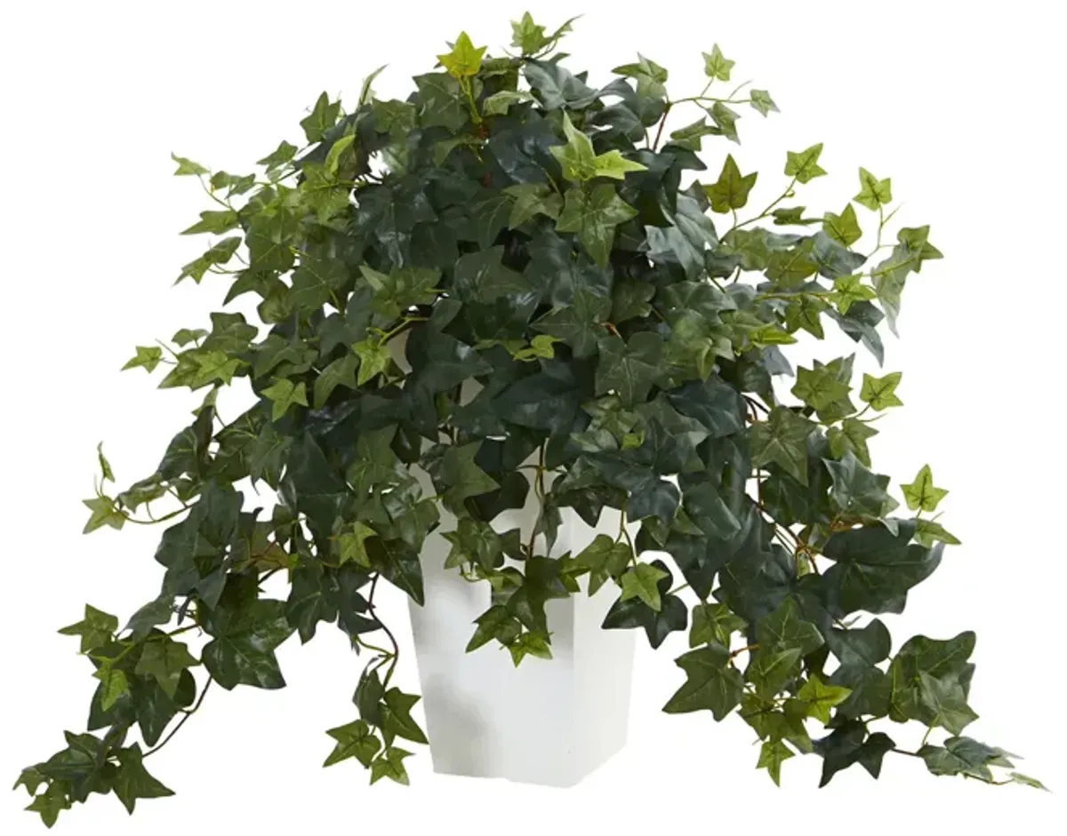 Puff Ivy Artificial Plant in White Tower Vase in Green by Bellanest