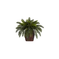 Double Cycas with Vase Silk Plant in Green by Bellanest