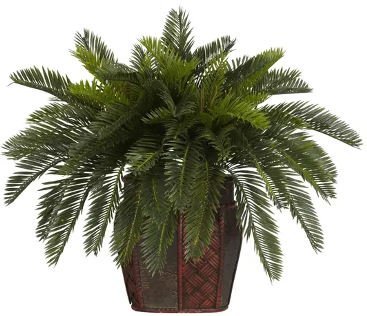 Double Cycas with Vase Silk Plant