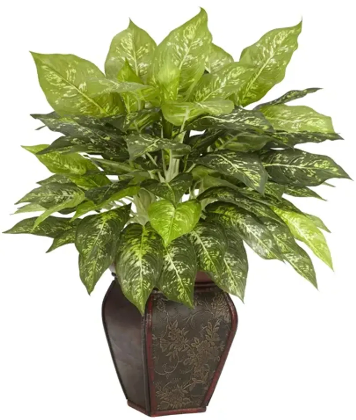 Dieffenbachia with Decorative Vase Silk Plant in Green by Bellanest