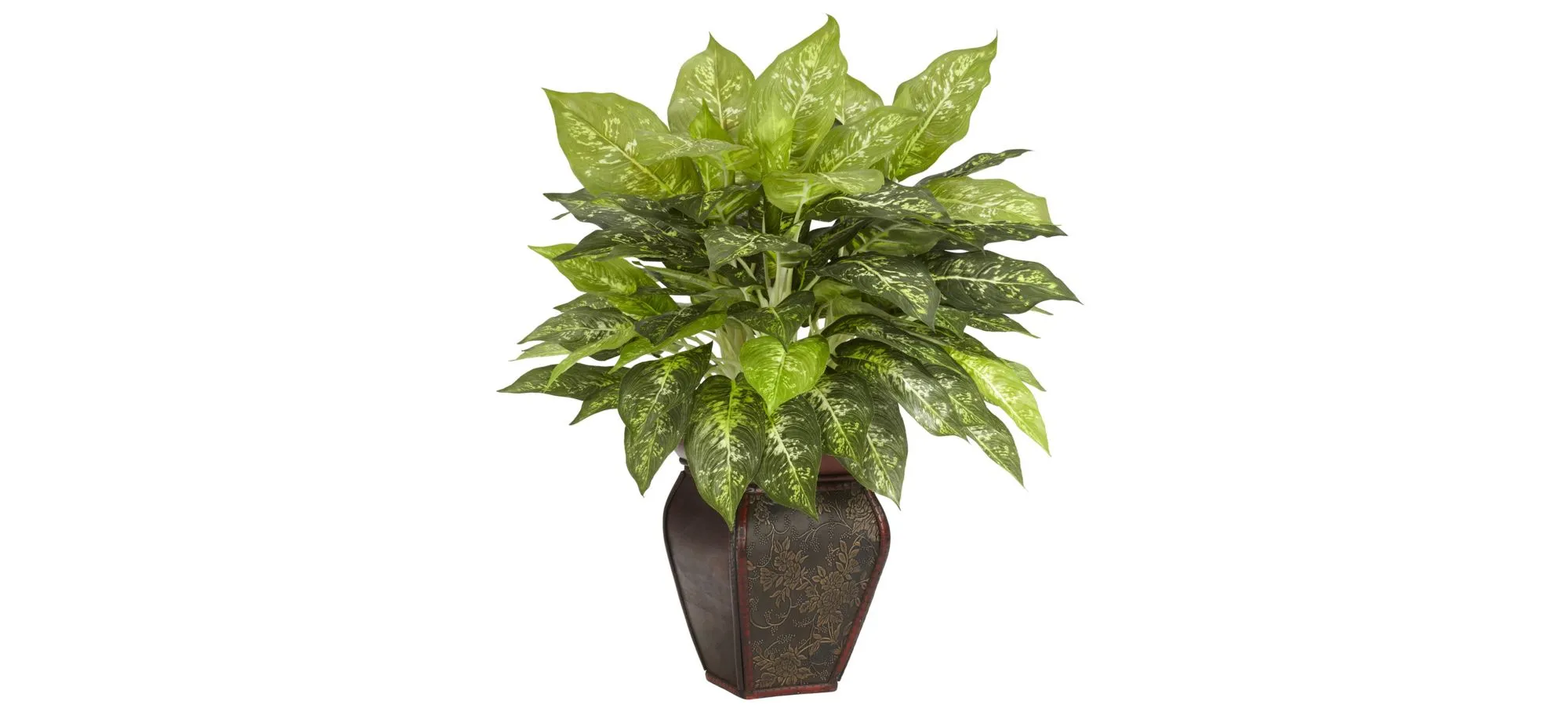 Dieffenbachia with Decorative Vase Silk Plant in Green by Bellanest