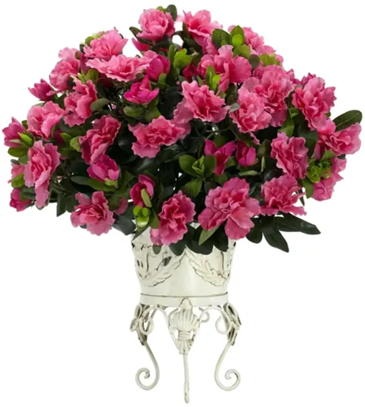 Azalea with Metal Planter Silk Plant