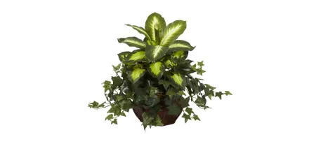 Dieffenbachia & Ivy with Decorative Artificial Planter in Green by Bellanest