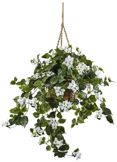 Bougainvillea Artificial Hanging Basket in White by Bellanest