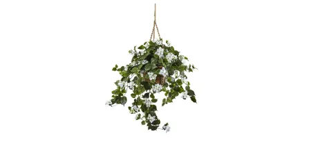 Bougainvillea Artificial Hanging Basket in White by Bellanest