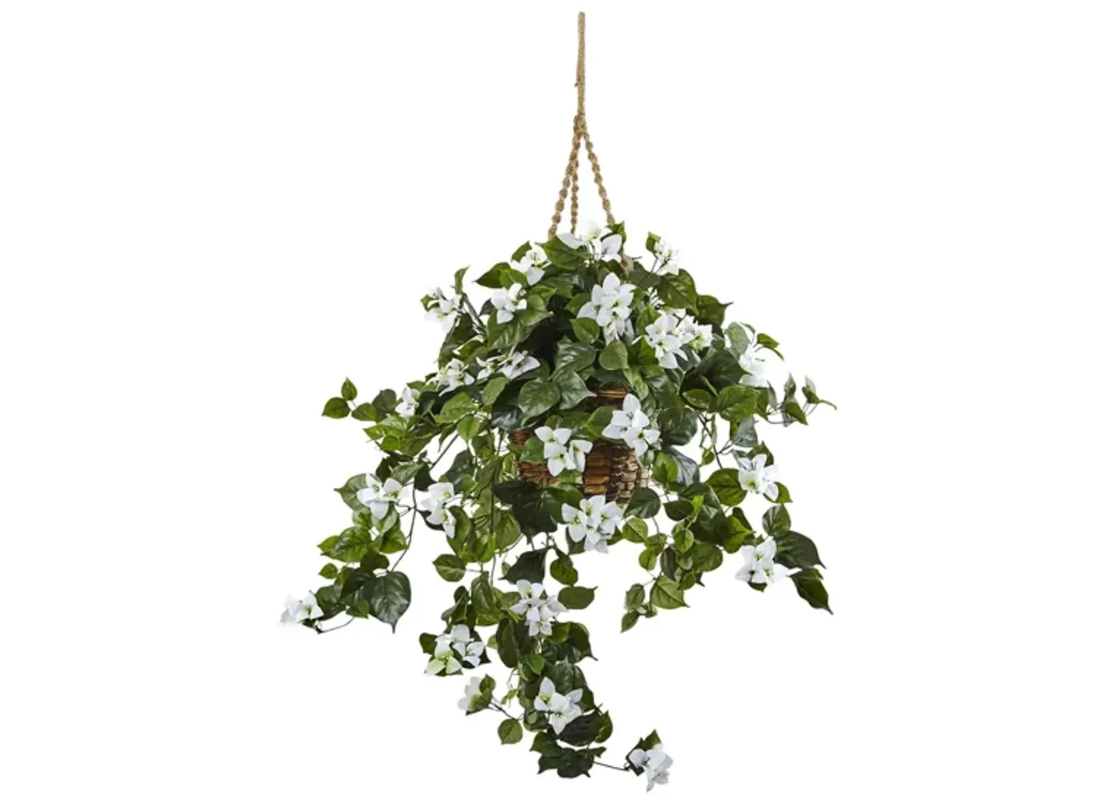 Bougainvillea Artificial Hanging Basket in White by Bellanest