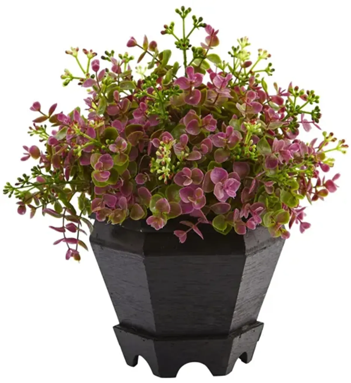 13in. Sedum and Eucalyptus Artificial Plant with Planter in Purple by Bellanest