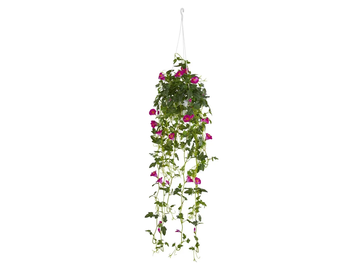 30in. Petunia Hanging Basket Artificial Plant in Purple by Bellanest