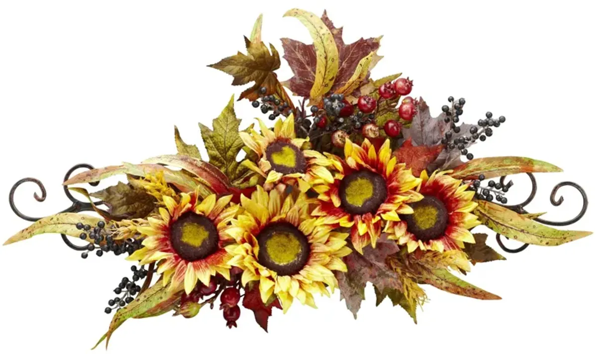 Sunflower Swag with Metal Frame in Yellow by Bellanest