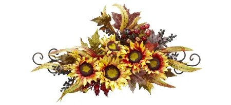 Sunflower Swag with Metal Frame in Yellow by Bellanest