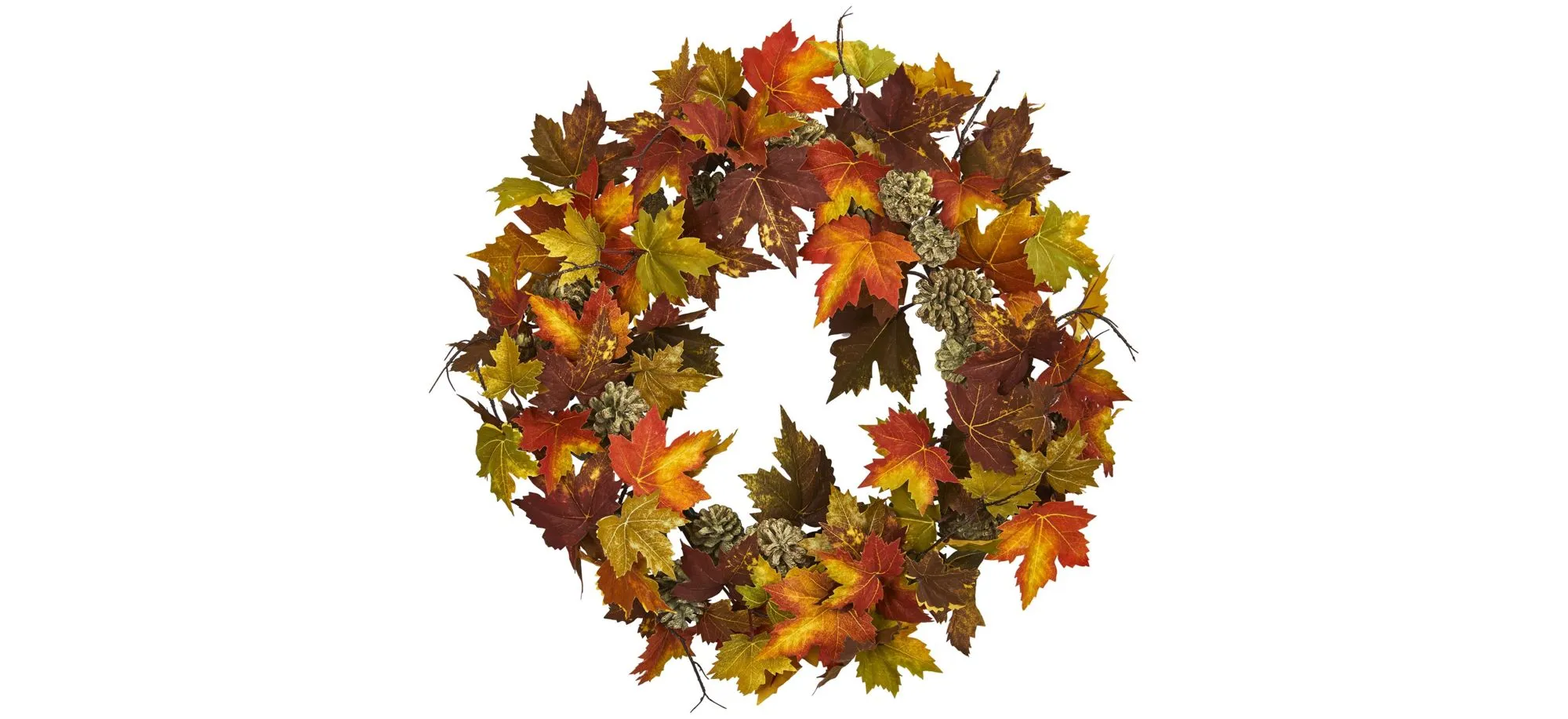 24in. Maple and Pinecone Wreath in Multi-color by Bellanest