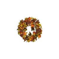 24in. Maple and Pinecone Wreath in Multi-color by Bellanest