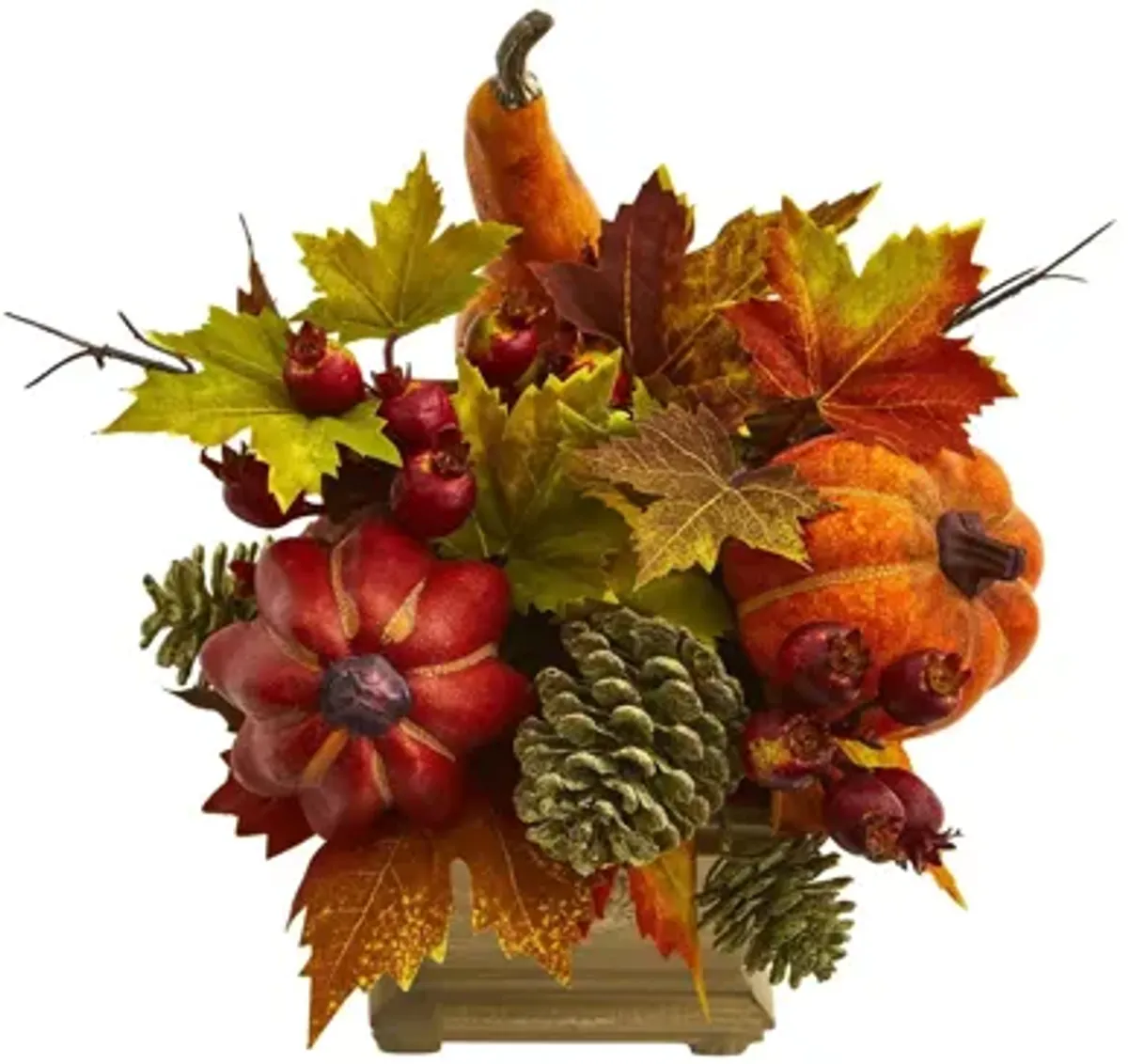 Pumpkin, Gourd, Berry and Maple Leaf Artificial Arrangement