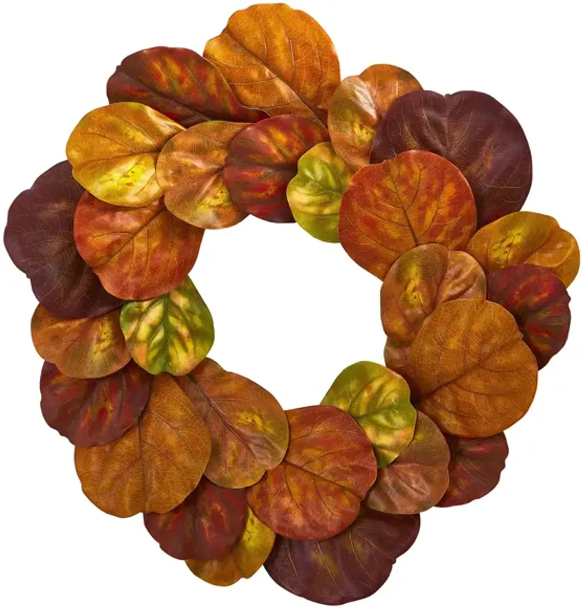 29in. Fiddle Leaf Artificial Wreath in Orange by Bellanest