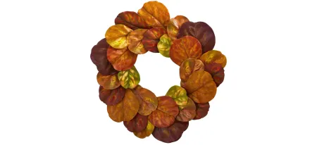 29in. Fiddle Leaf Artificial Wreath in Orange by Bellanest