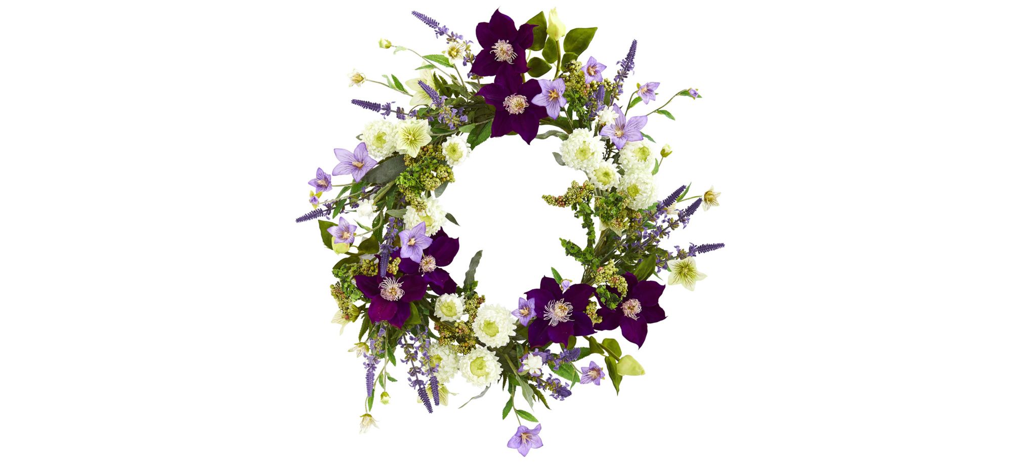 22in. Mixed Flower Artificial Wreath in Purple by Bellanest