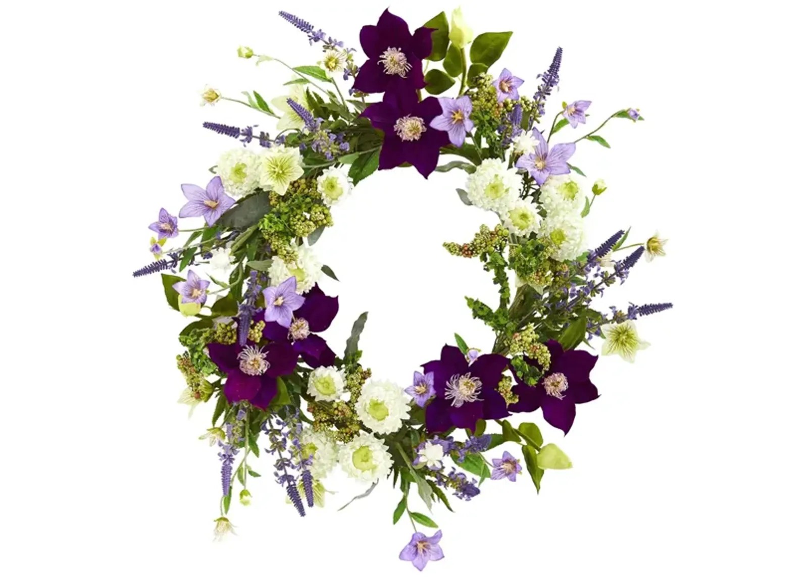 22in. Mixed Flower Artificial Wreath in Purple by Bellanest