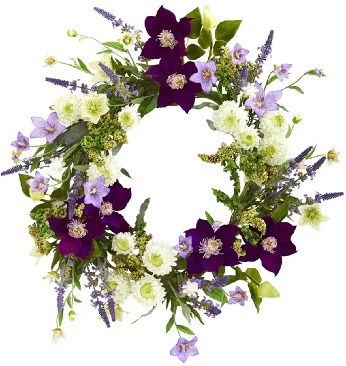 22in. Mixed Flower Artificial Wreath in Purple by Bellanest