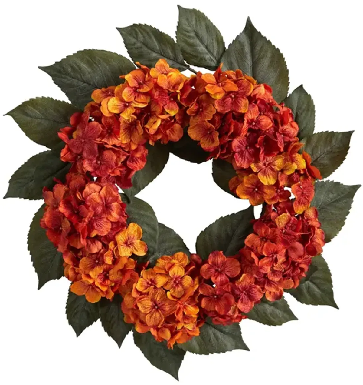 20in. Autumn Hydrangea Artificial Wreath in Orange by Bellanest