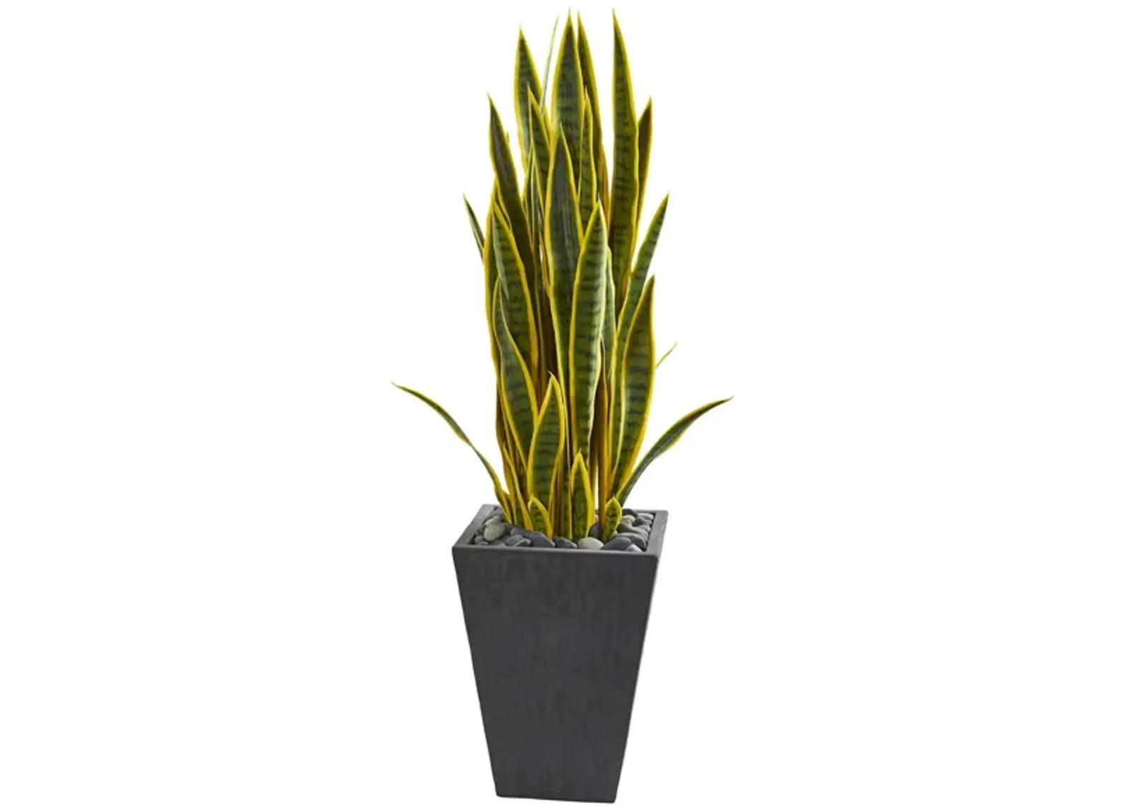 3.5ft. Sansevieria Artificial Plant in Slate Planter in Green by Bellanest