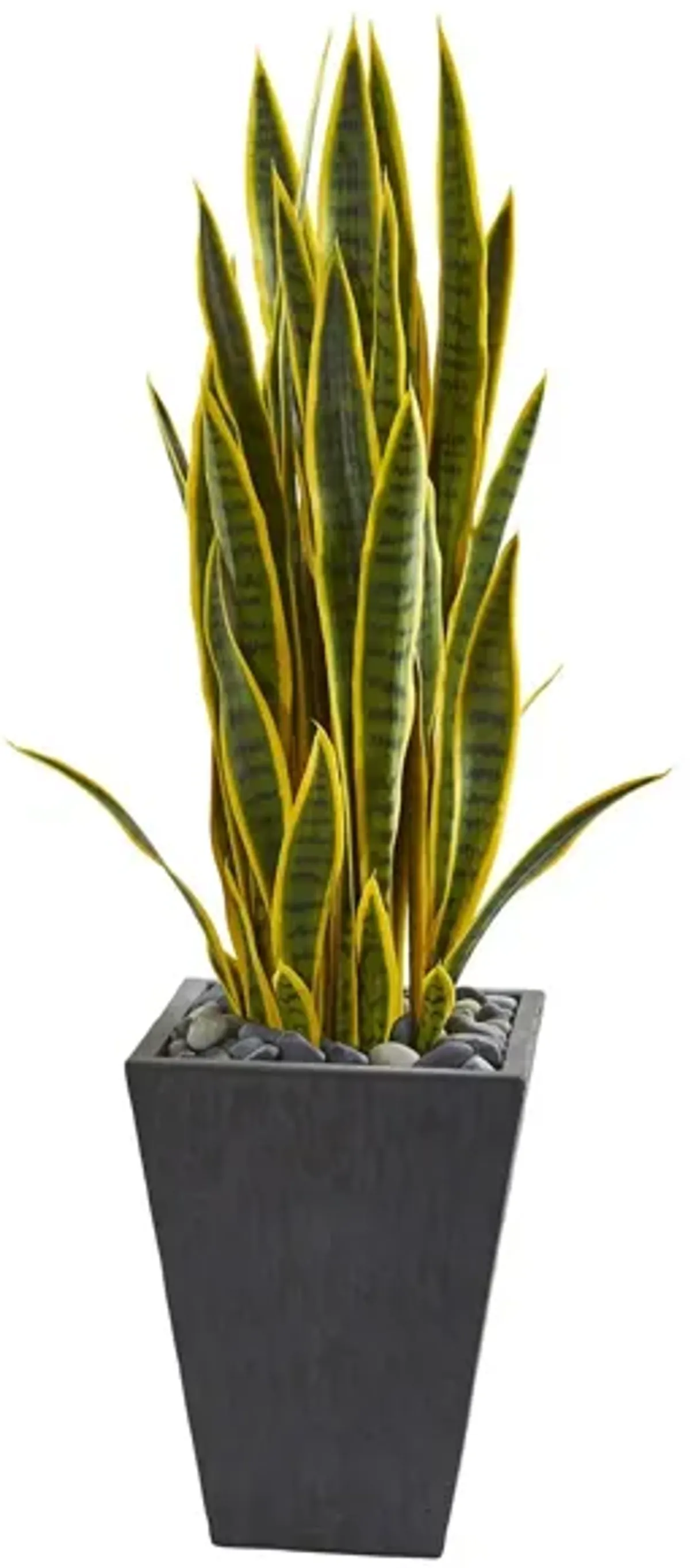 3.5ft. Sansevieria Artificial Plant in Slate Planter in Green by Bellanest