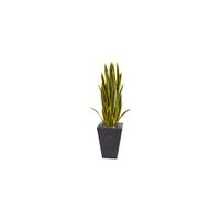 3.5ft. Sansevieria Artificial Plant in Slate Planter in Green by Bellanest