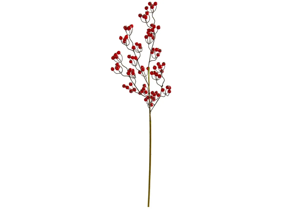 35in. Berry Spray Artificial Flower (Set of 6) in Red by Bellanest