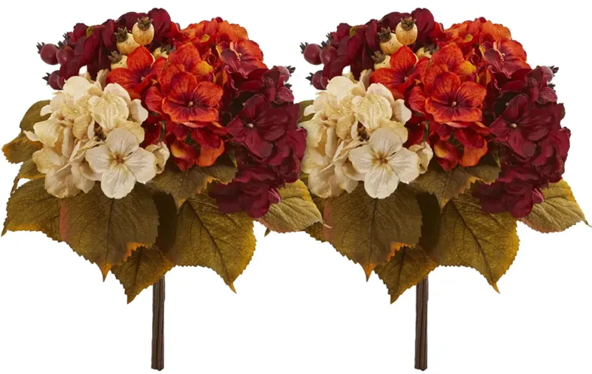 16 In. Autumn Hydrangea Berry Bouquet Artificial Flower (Set of 2)